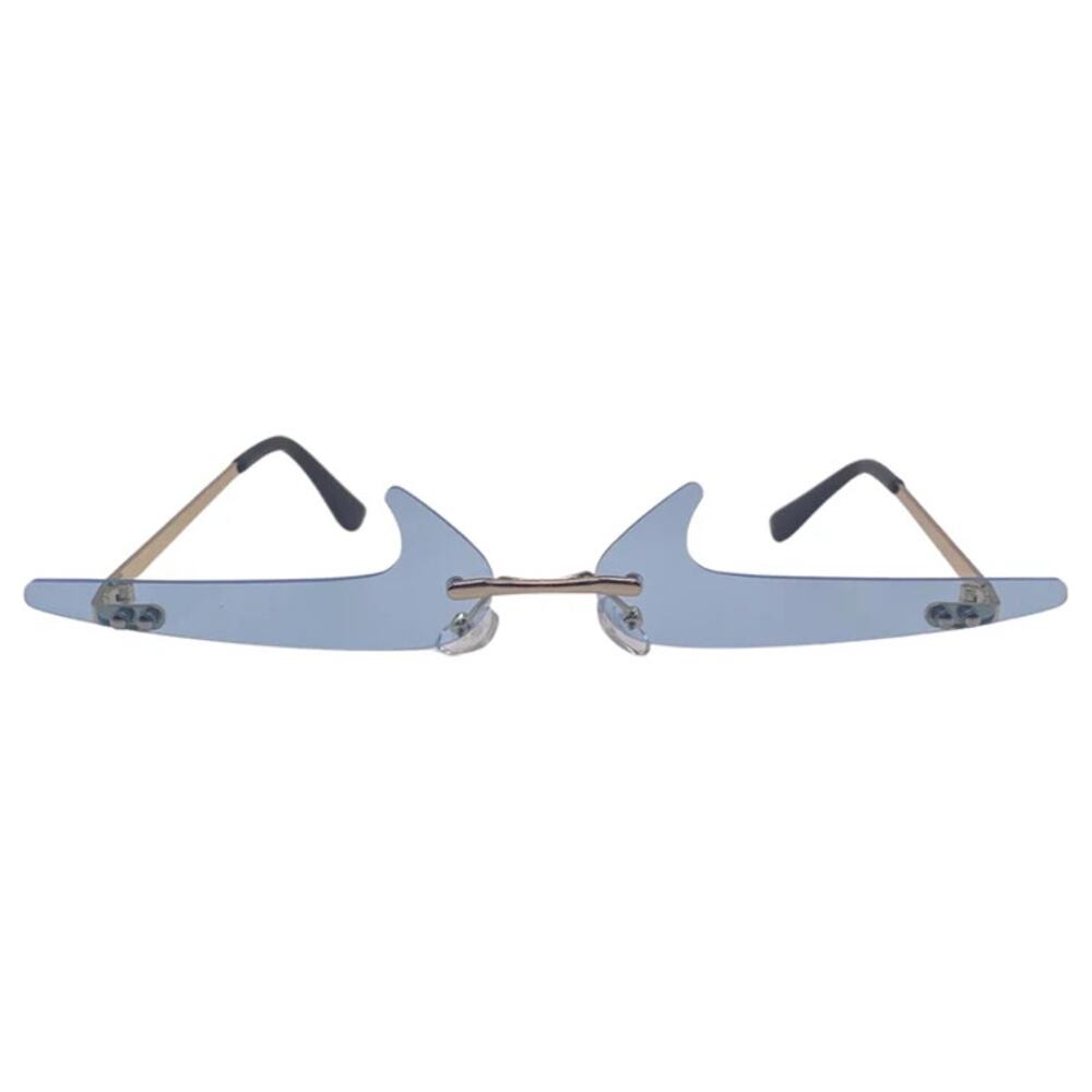 6170 | Blue Purple Backward Checkmark Novelty Rimless Sunglasses